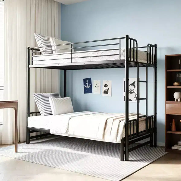 Letto a castello estraibile singolo in metallo, telaio convertibile salvaspazio per camera da letto, nero
