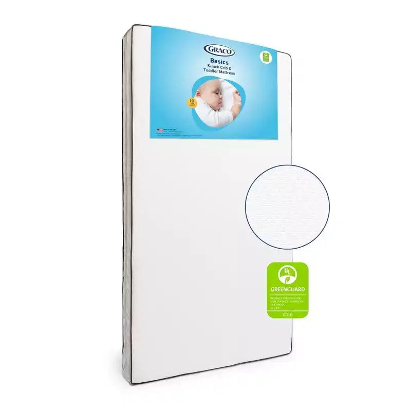 Materasso per culla e lettino 5" Basics: Solido, Copertura impermeabile, Materasso in fibra di dimensioni standard