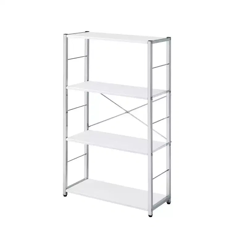 Libreria a scaletta a quattro ripiani in metallo bianco