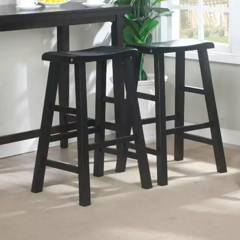 Sgabelli da bar in legno massello con seduta a sella, 74 cm, set da 2