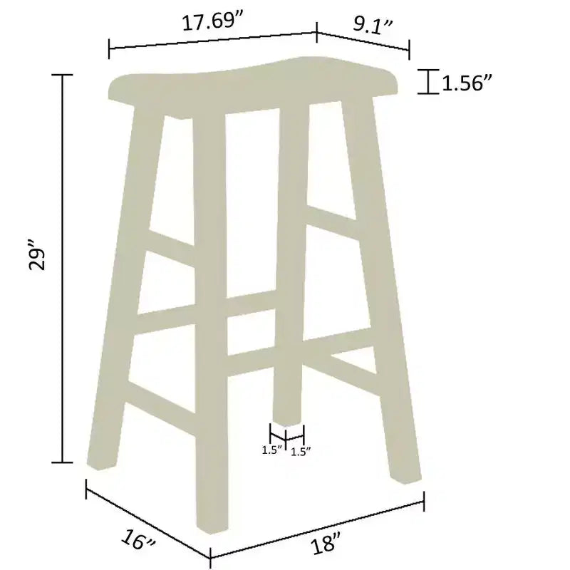 Sgabelli da bar in legno massello con seduta a sella, 74 cm, set da 2