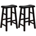 eHemco Heavy-Duty Solid Wood Saddle Seat Kitchen Counter Barstools, 29 Inches, Set of 2