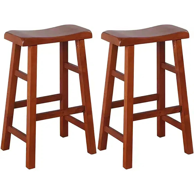 Sgabelli da bar in legno massello con seduta a sella, 74 cm, set da 2