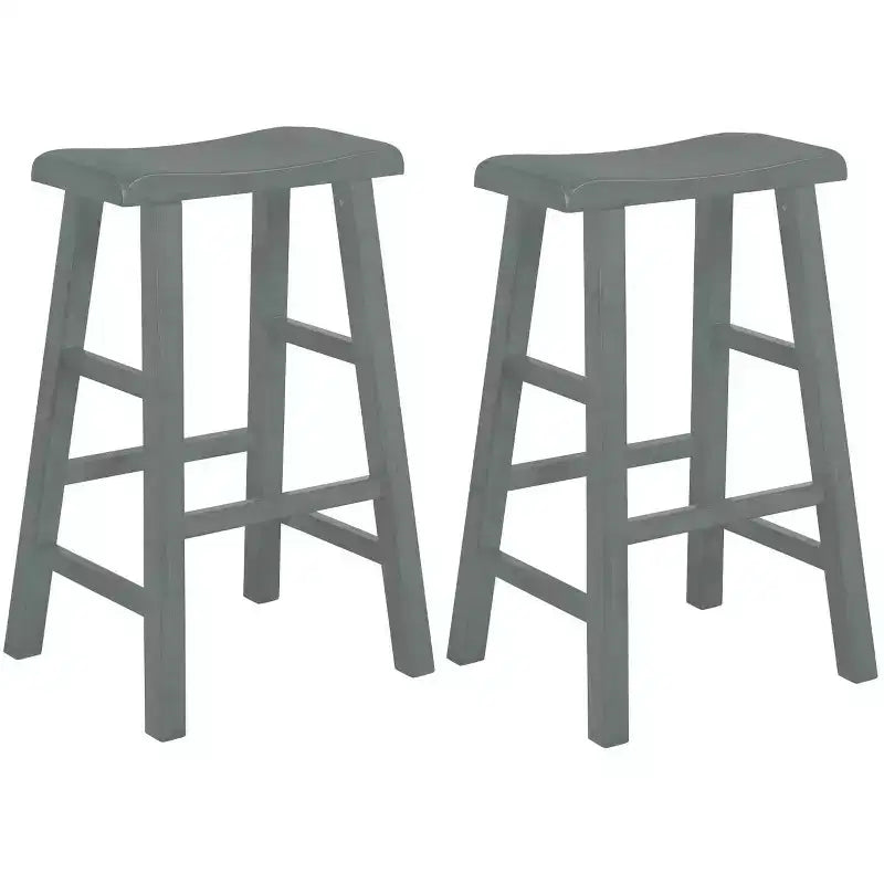 Sgabelli da bar in legno massello con seduta a sella, 74 cm, set da 2