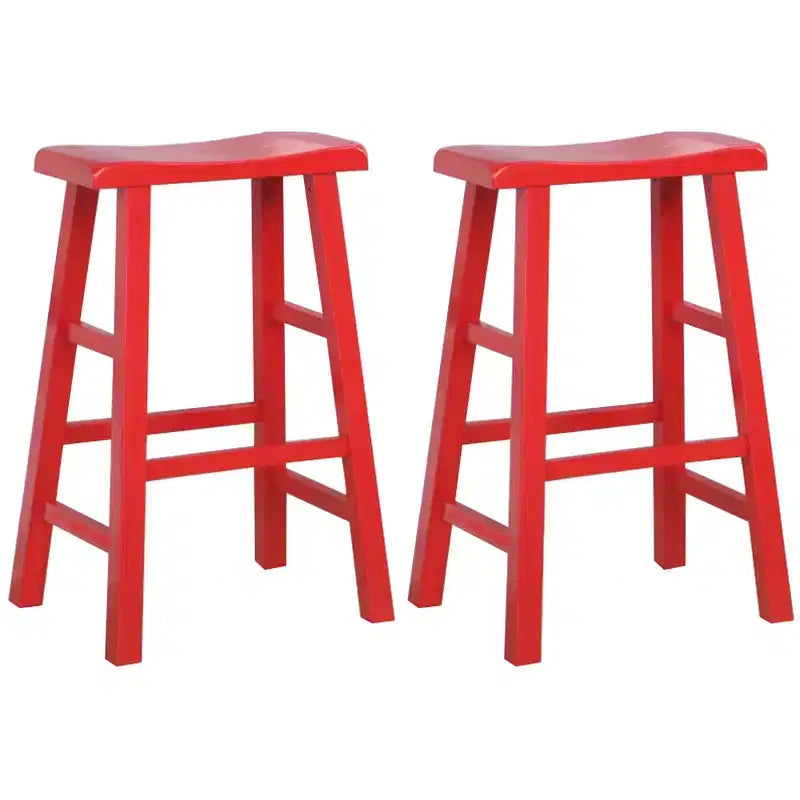 Sgabelli da bar in legno massello con seduta a sella, 74 cm, set da 2