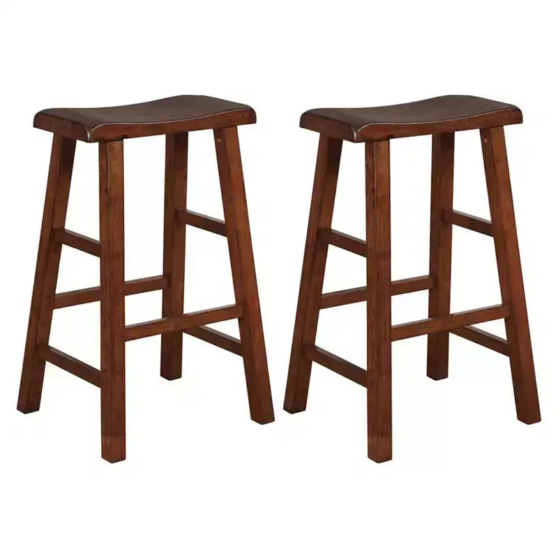 Sgabelli da bar in legno massello con seduta a sella, 74 cm, set da 2
