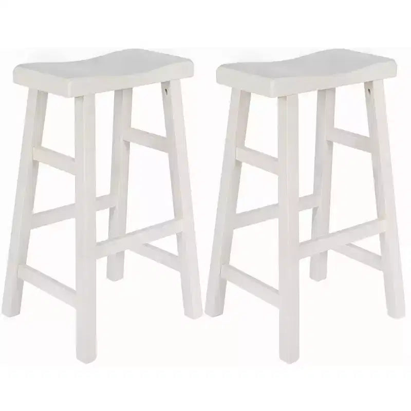 Sgabelli da bar in legno massello con seduta a sella, 74 cm, set da 2