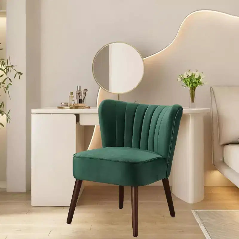 Set di 2 Poltrone Moderne in Velluto, Poltroncine da Soggiorno Imbottite Morbide con Gambe in Legno