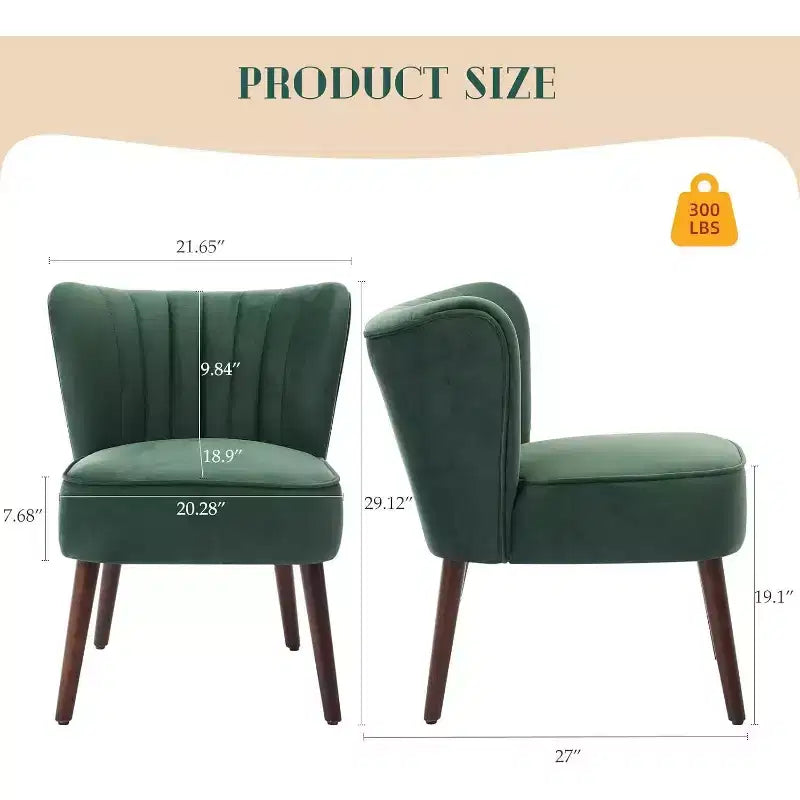 Set di 2 Poltrone Moderne in Velluto, Poltroncine da Soggiorno Imbottite Morbide con Gambe in Legno
