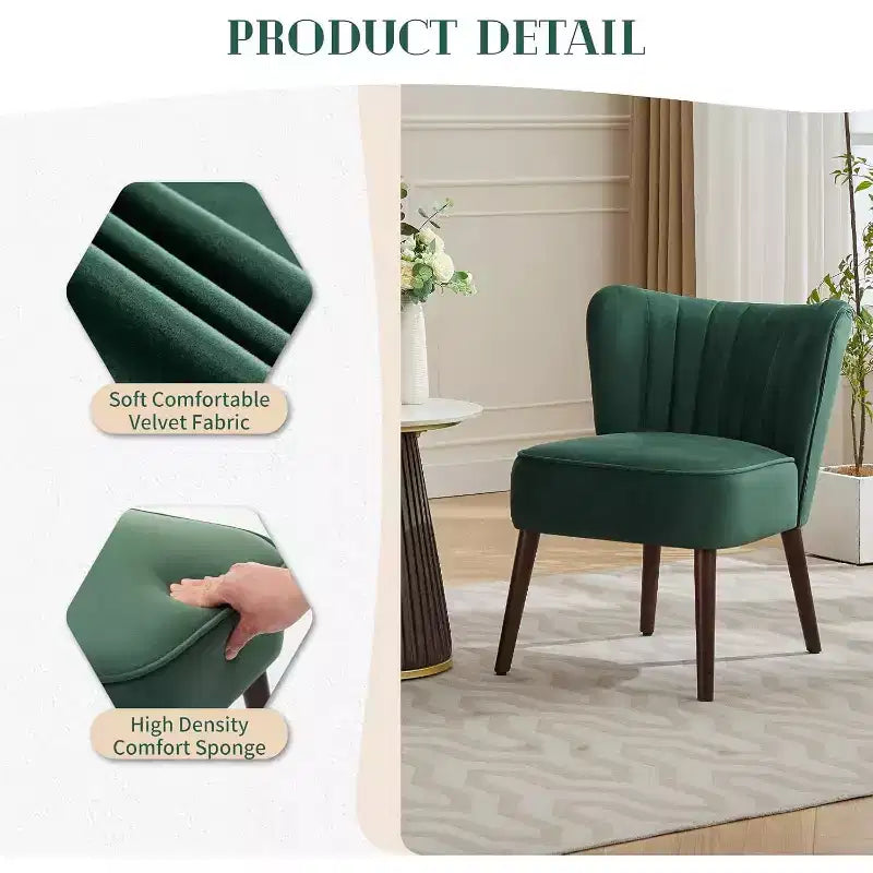 Set di 2 Poltrone Moderne in Velluto, Poltroncine da Soggiorno Imbottite Morbide con Gambe in Legno