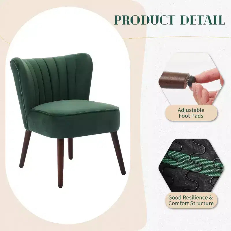 Set di 2 Poltrone Moderne in Velluto, Poltroncine da Soggiorno Imbottite Morbide con Gambe in Legno