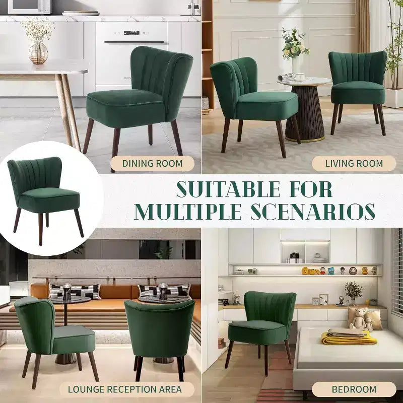 Set di 2 Poltrone Moderne in Velluto, Poltroncine da Soggiorno Imbottite Morbide con Gambe in Legno