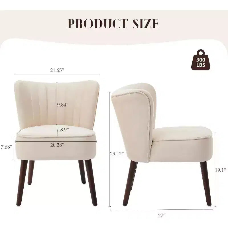 Set di 2 Poltrone Moderne in Velluto, Poltroncine da Soggiorno Imbottite Morbide con Gambe in Legno