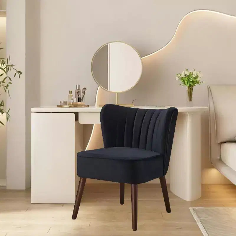 Set di 2 Poltrone Moderne in Velluto, Poltroncine da Soggiorno Imbottite Morbide con Gambe in Legno