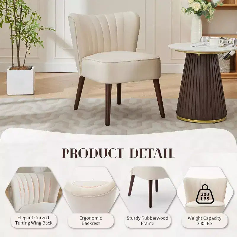 Set di 2 Poltrone Moderne in Velluto, Poltroncine da Soggiorno Imbottite Morbide con Gambe in Legno