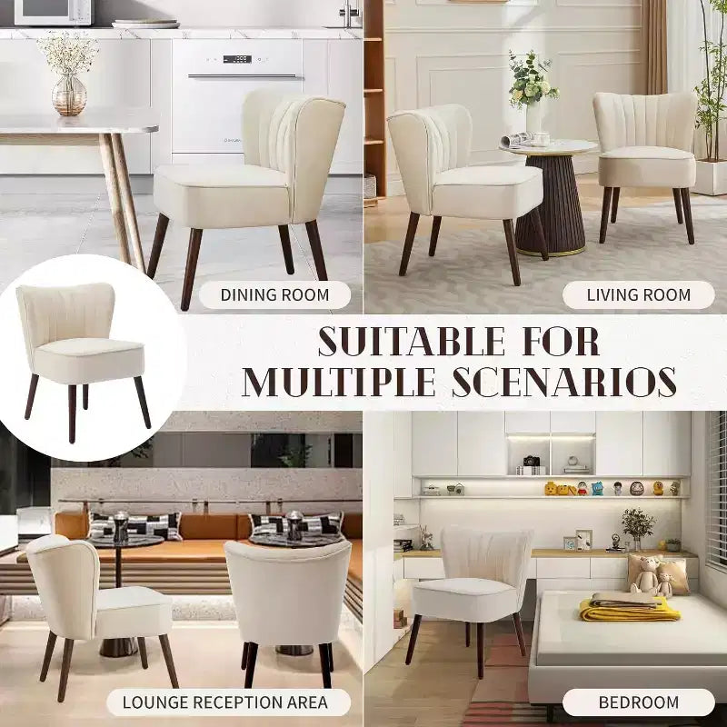 Set di 2 Poltrone Moderne in Velluto, Poltroncine da Soggiorno Imbottite Morbide con Gambe in Legno