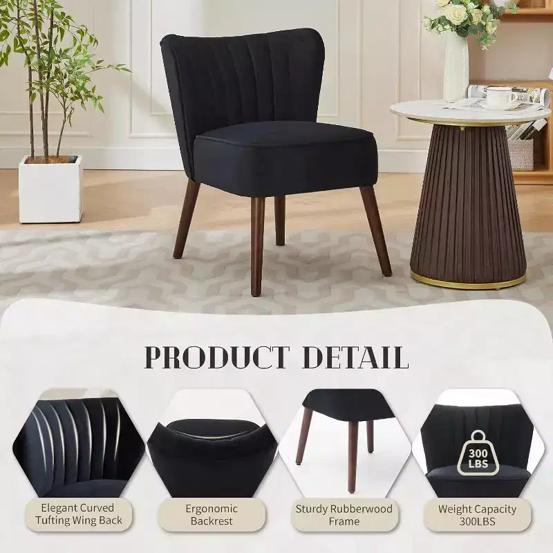 Set di 2 Poltrone Moderne in Velluto, Poltroncine da Soggiorno Imbottite Morbide con Gambe in Legno