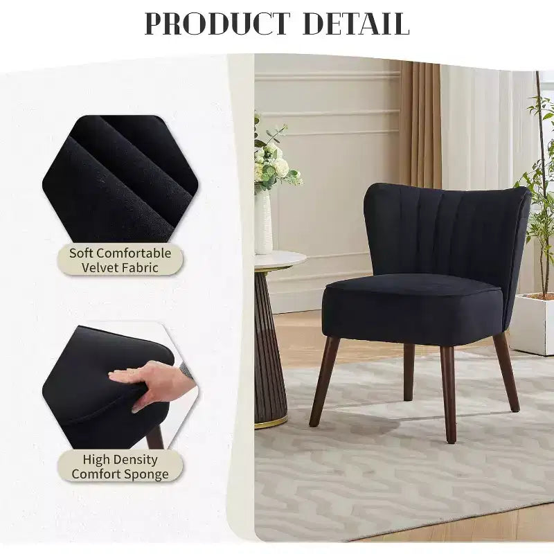 Set di 2 Poltrone Moderne in Velluto, Poltroncine da Soggiorno Imbottite Morbide con Gambe in Legno