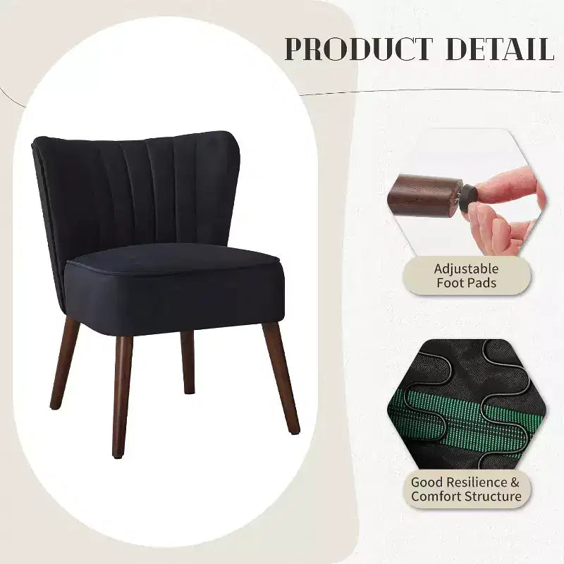 Set di 2 Poltrone Moderne in Velluto, Poltroncine da Soggiorno Imbottite Morbide con Gambe in Legno