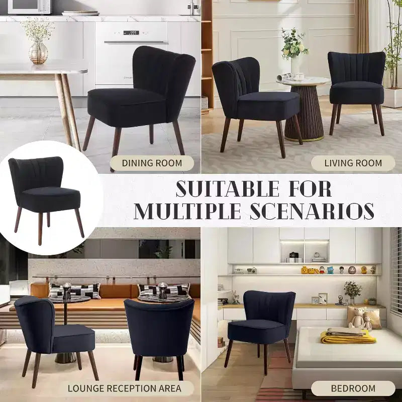 Set di 2 Poltrone Moderne in Velluto, Poltroncine da Soggiorno Imbottite Morbide con Gambe in Legno