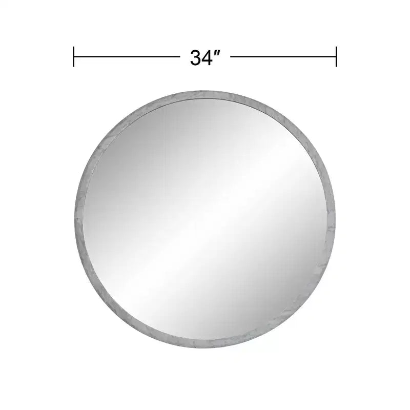 Specchio da Parete Rotondo Harriet 34 in Finto Marmo Bianco
