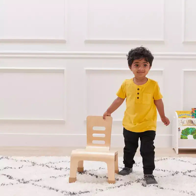 Sedia impilabile in legno curvato, altezza seduta 20 cm, mobili Montessori, confezione da 2 pezzi