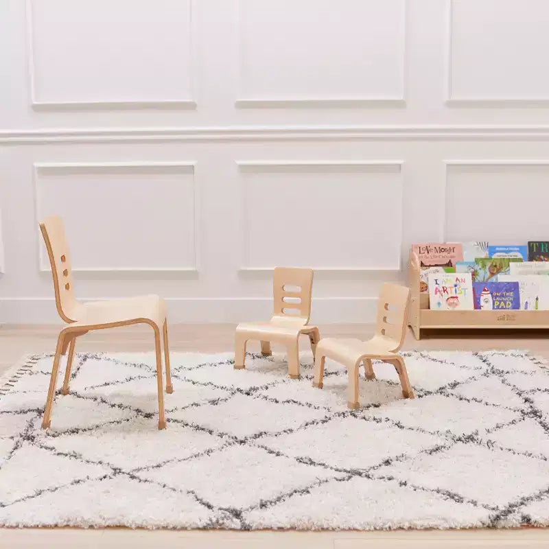 Sedia impilabile in legno curvato, altezza seduta 20 cm, mobili Montessori, confezione da 2 pezzi