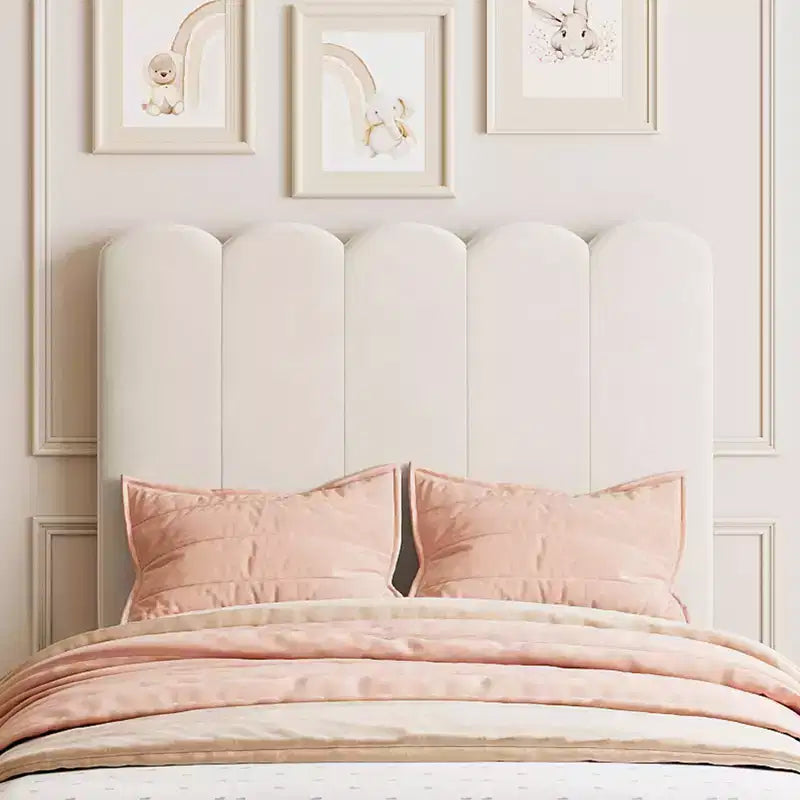 Struttura letto singolo con cassetto contenitore e testiera, struttura letto singolo in velluto imbottito per ragazze, robusto supporto a doghe in legno