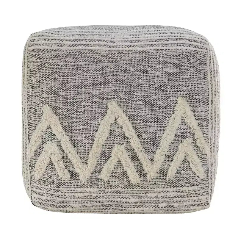 HomeRoots 16 Gray Fabric Pouf Ottoman