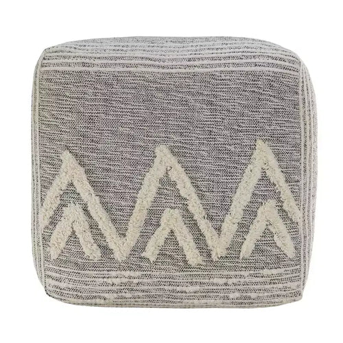 HomeRoots 16 Gray Fabric Pouf Ottoman