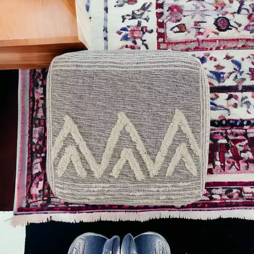 16 Gray Fabric Pouf Ottoman
