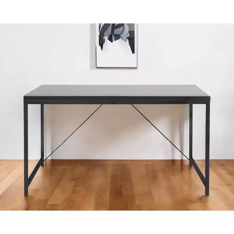 47 Scrivania in Legno Nero e Acciaio Inox