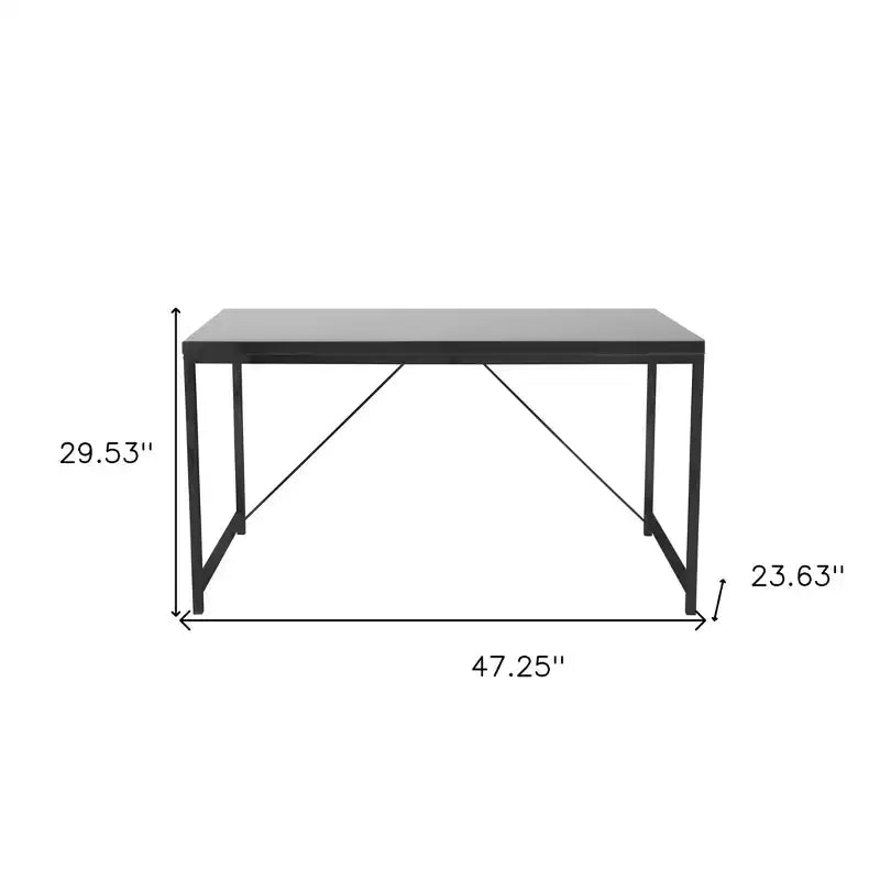 47 Scrivania in Legno Nero e Acciaio Inox