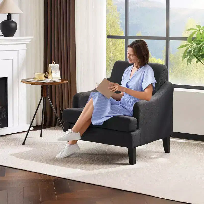 31 inch Linen Sloping Handrail Accent Chair