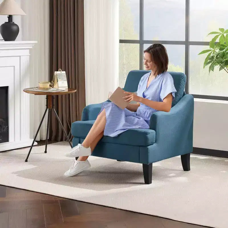 31 inch Linen Sloping Handrail Accent Chair