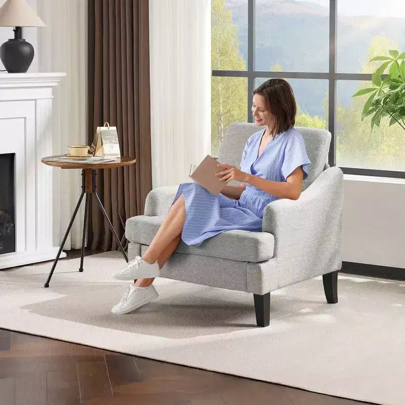 31 inch Linen Sloping Handrail Accent Chair