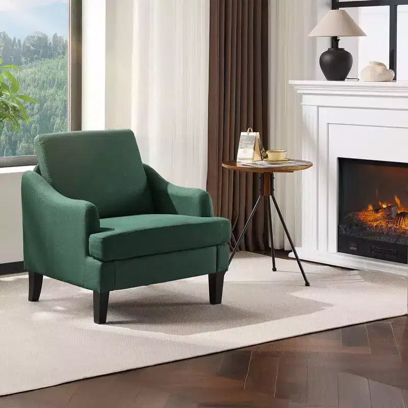 31 inch Linen Sloping Handrail Accent Chair