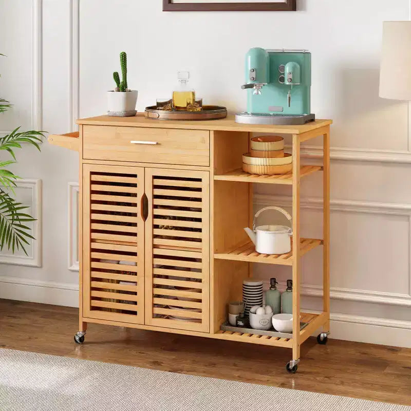 Carrello da Cucina Isola da 35,5" con Ruote Bloccabili Cassetto Ripiani Aperti Portasciugamani