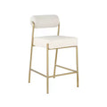Meridian Furniture,Carly Cream Vegan Leather Seat / Boucle Fabric Back Counter Stool