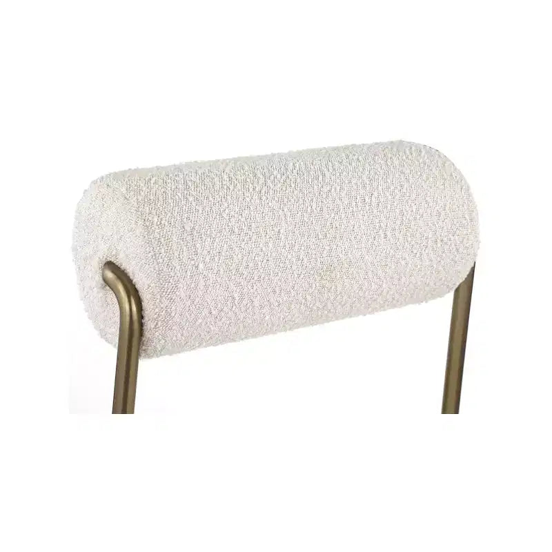 Sgabello da bancone Carly Cream con seduta in pelle vegana / schienale in tessuto bouclé