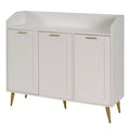 VECELO 3-Tier Shoe Storage Cabinet with 2 Adjustable Shelves, Accent Cabinet with Side Organizer & Mounted Hooks for Entryway, White