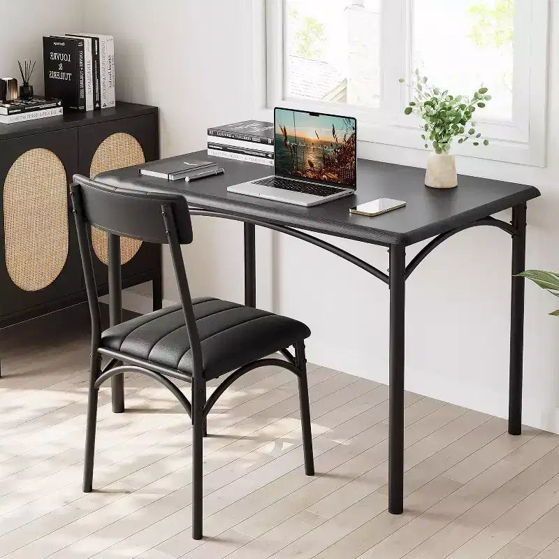 Set tavolo da cucina rettangolare 5 pezzi, con sedie imbottite