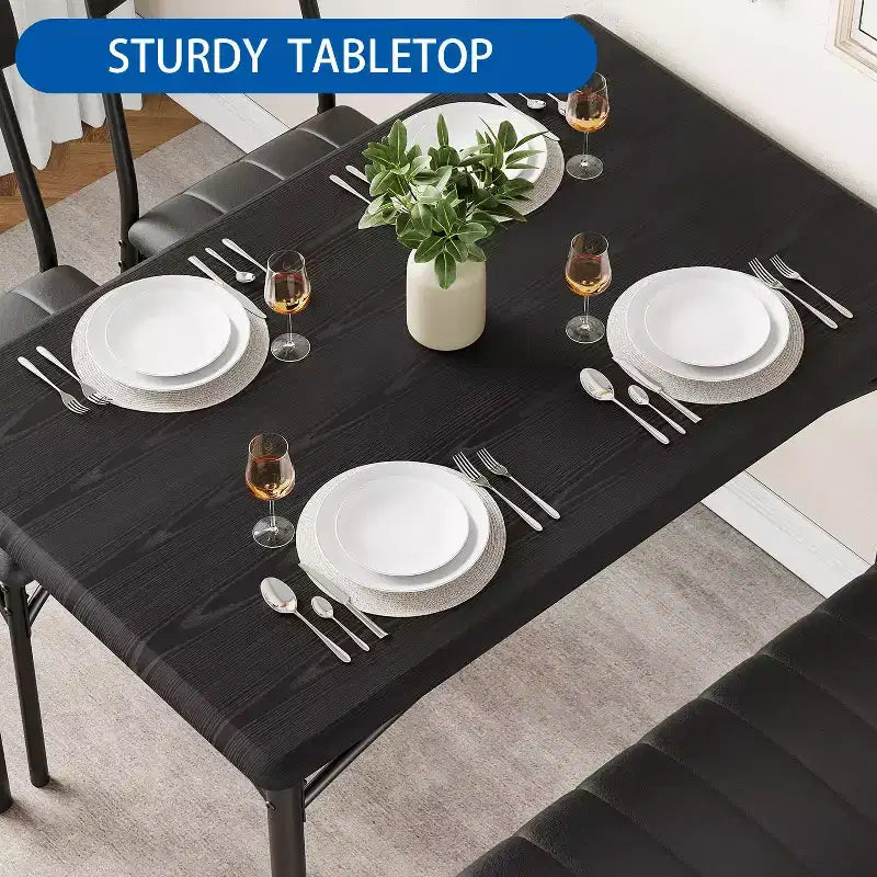 Set tavolo da cucina rettangolare 5 pezzi, con sedie imbottite