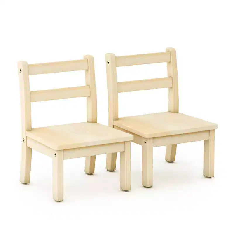 EdQ Hardwood Kids Chair Set of 2- Natural: Wooden Chair for Toddlers Ages 1-2 | Kids Furniture for Playroom, Preschool, Daycare Seating