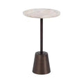 Kate and Laurel Tira Round Marble and Metal Side Table, Brown, 14x14x24