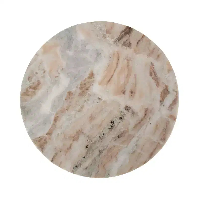 Tavolino rotondo in marmo e metallo, marrone, 35,5x35,5x61 cm