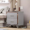 High Gloss Mirrored Sleek Modern 2 Drawer with Mirrored Accent Nightstand for Bedroom Living Room