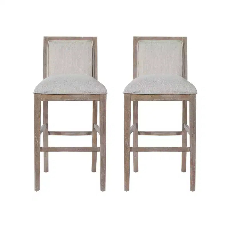 Sgabelli da Bar Moderni Ren Imbottiti in Legno di Gomma, Altezza Contatore (Set di 2)