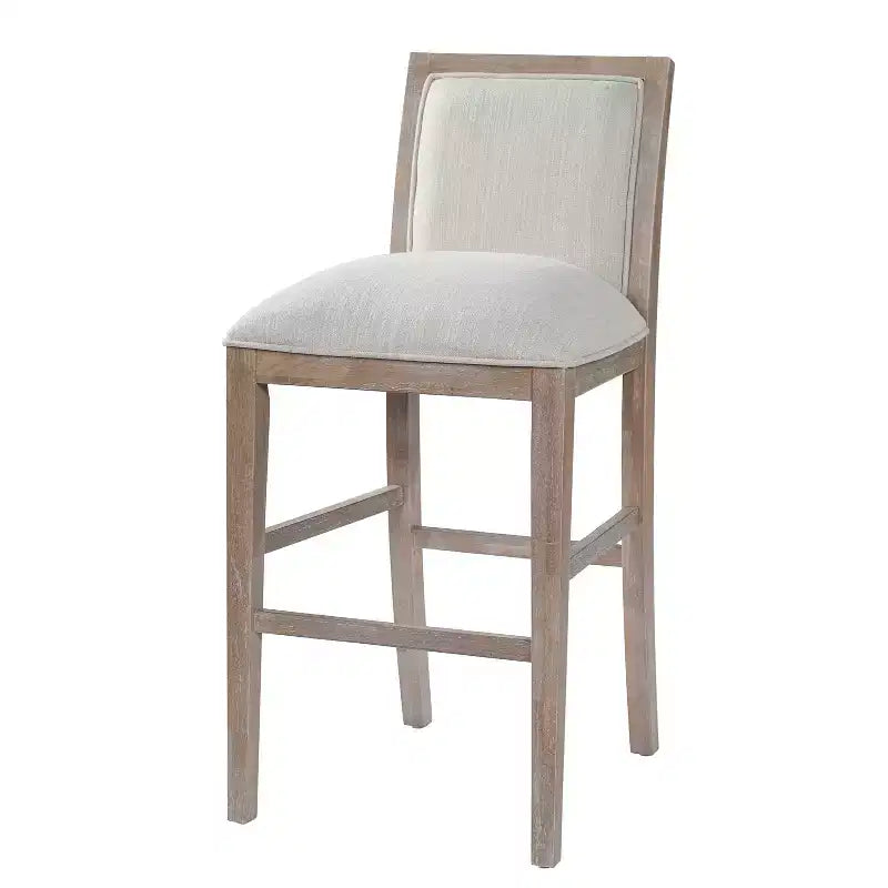 Sgabelli da Bar Moderni Ren Imbottiti in Legno di Gomma, Altezza Contatore (Set di 2)