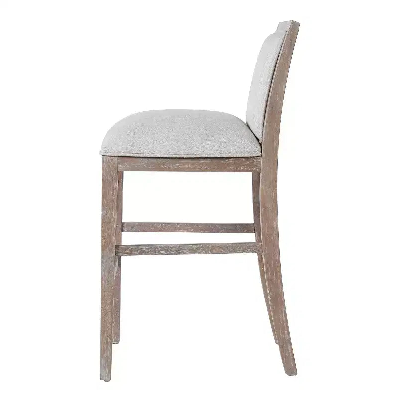 Sgabelli da Bar Moderni Ren Imbottiti in Legno di Gomma, Altezza Contatore (Set di 2)